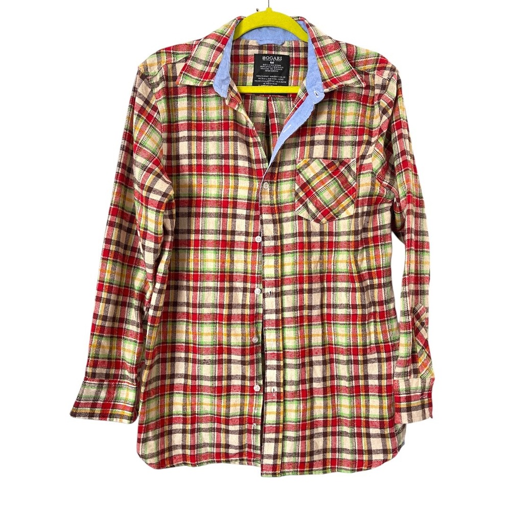Bogari Plaid Flannel Button Front‎ Shirt Mens M